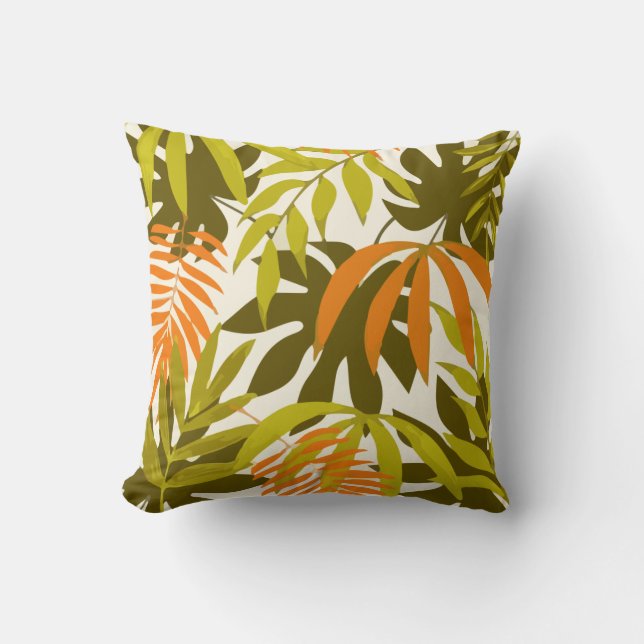 Abstract Pattern With Tropical Leaves Cushion (Front)