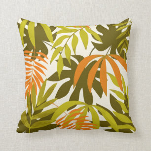 Abstract Pattern With Tropical Leaves Cushion