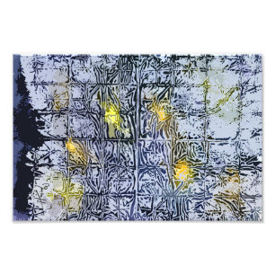 Abstract Pattern with Wax and Ink - Blue Yellow Photo Print