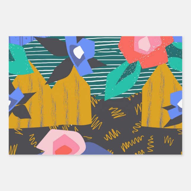 Abstract pattern wrapping paper sheet (Front)