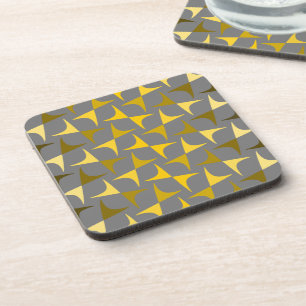Abstract pattern yellow and grey  coaster