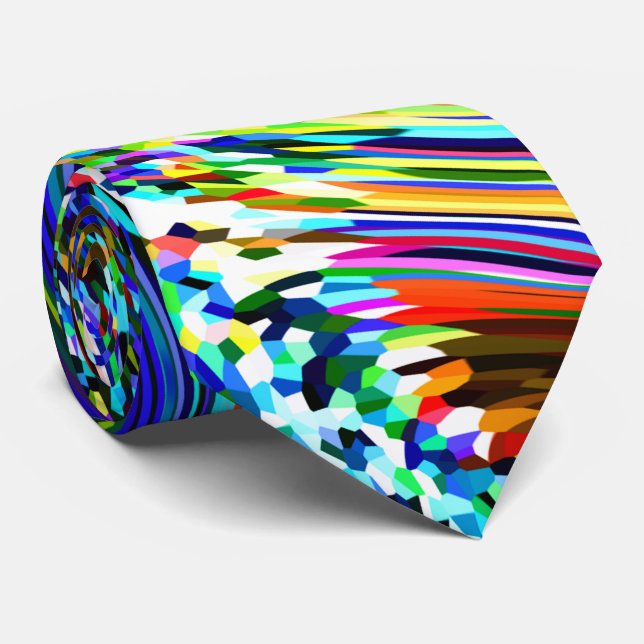 Abstract Patterns Teal Multicolor Colourful Bright Tie (Rolled)