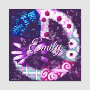 Abstract Peace Sign Hippie Art Personalised Name Tag
