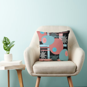 Abstract Peach and Blue Cushion