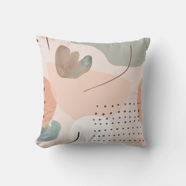 Abstract Peach and Earthy Tones Art Cushion (Front)