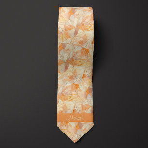 Abstract Peach and Tan Botanical Tie