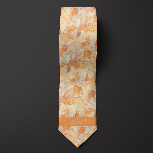 Abstract Peach and Tan Botanical Tie (Creator Uploaded)