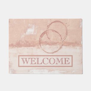 Abstract peach brick white Welcome Doormat