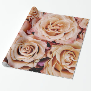 Abstract Peach Colour Roses Garden Elegant Floral Wrapping Paper