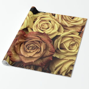 Abstract Peach Colour Roses Garden Elegant Floral Wrapping Paper