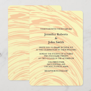 Abstract Peach Orange Yellow Ivory Beige Wedding Invitation