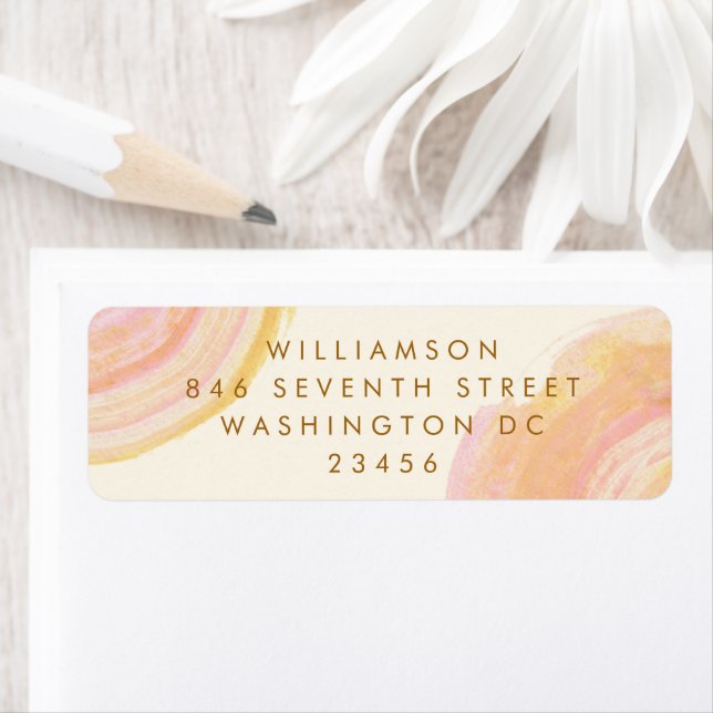 Abstract Peach Pink Paint Swirl Return Address (Insitu)