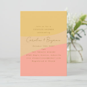 Abstract Peach Yellow Boho Shapes Couples Shower Invitation