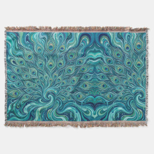 Abstract Peacock Blue Fan Blankets