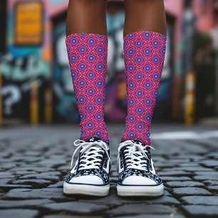 Abstract Peacock Cool Colourful Pink Purple Patter Socks