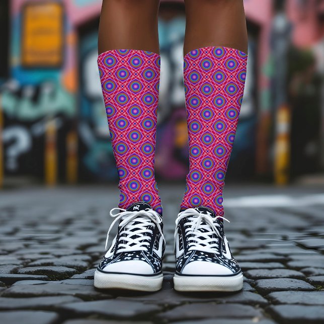 Abstract Peacock Cool Colourful Pink Purple Patter Socks (Creator Uploaded)