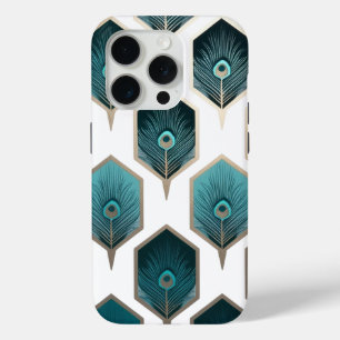 Abstract Peacock Feather Geometric Design iPhone 15 Pro Case