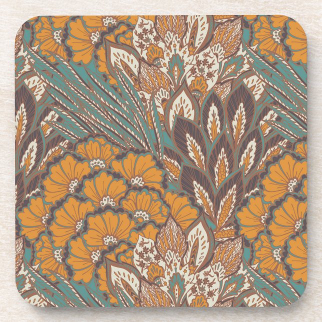 Abstract Peacock Feather Pattern Coaster (Front)