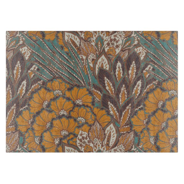 Abstract Peacock Feather Pattern Cutting Board (Front)