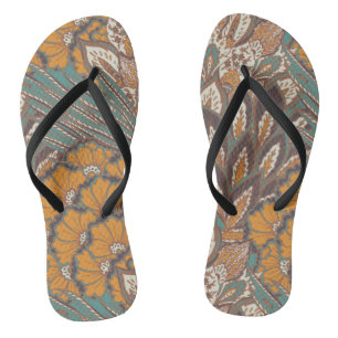 Abstract Peacock Feather Pattern Flip Flops