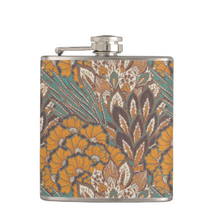 Abstract Peacock Feather Pattern Hip Flask