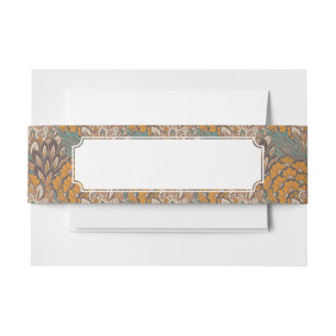 Abstract Peacock Feather Pattern Invitation Belly Band