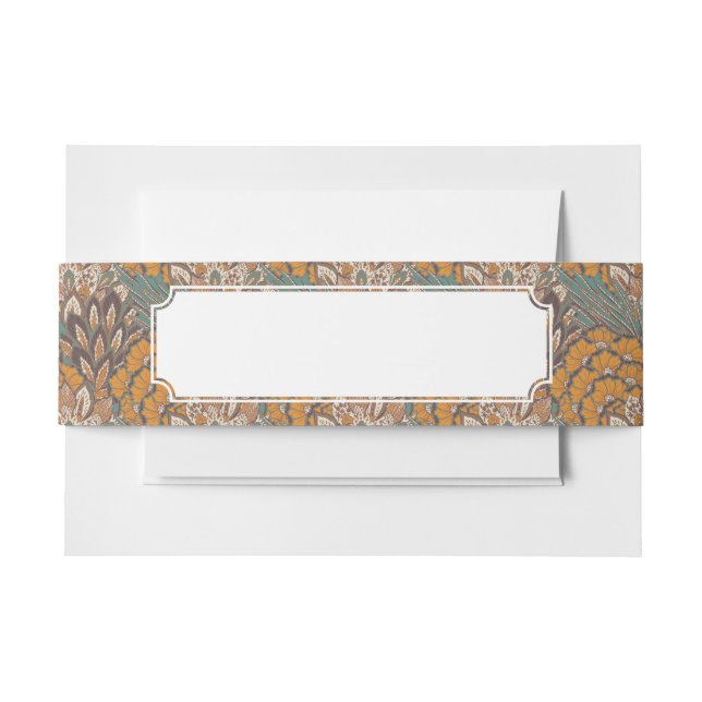 Abstract Peacock Feather Pattern Invitation Belly Band (Front Example)