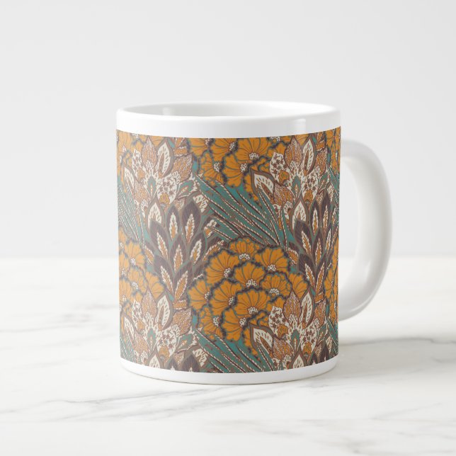 Abstract Peacock Feather Pattern Large Coffee Mug (Front Right)