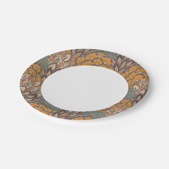 Abstract Peacock Feather Pattern Paper Plate (Angled)