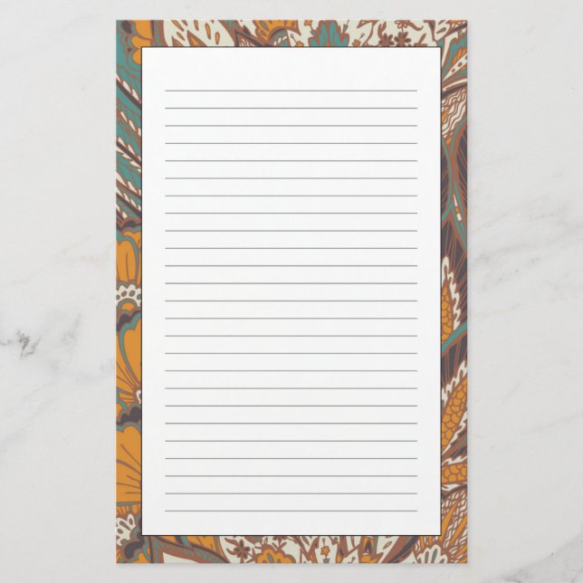 Abstract Peacock Feather Pattern Stationery (Front)