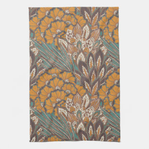 Abstract Peacock Feather Pattern Tea Towel