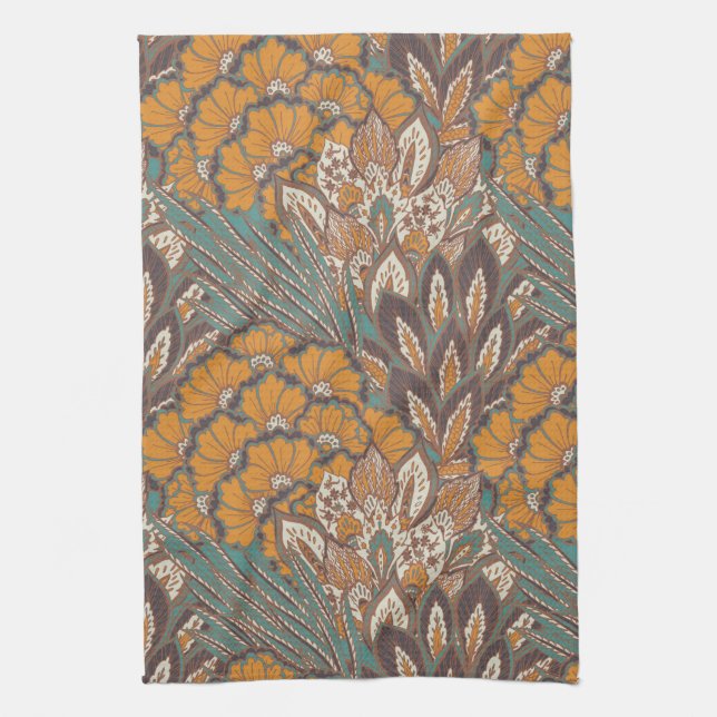 Abstract Peacock Feather Pattern Tea Towel (Vertical)