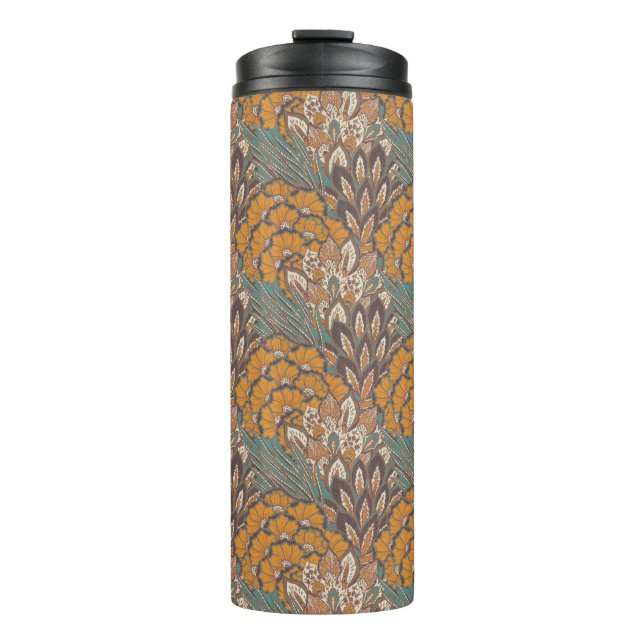 Abstract Peacock Feather Pattern Thermal Tumbler (Front)