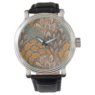 Abstract Peacock Feather Pattern Watch