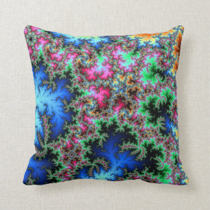 Abstract Peacock Feathers - colourful fractal art Cushion