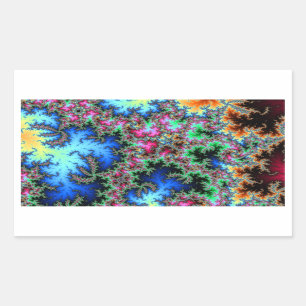 Abstract Peacock Feathers - colourful fractal art Rectangular Sticker