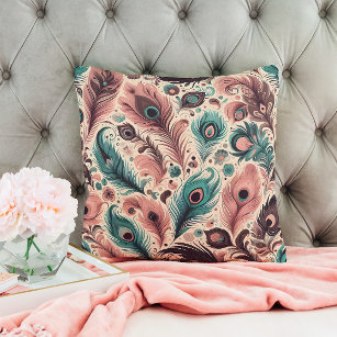 Pink Feather Throw Outdoor Cushions Zazzle UK