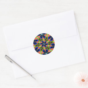 Abstract Peacock Feathers Pattern Classic Round Sticker