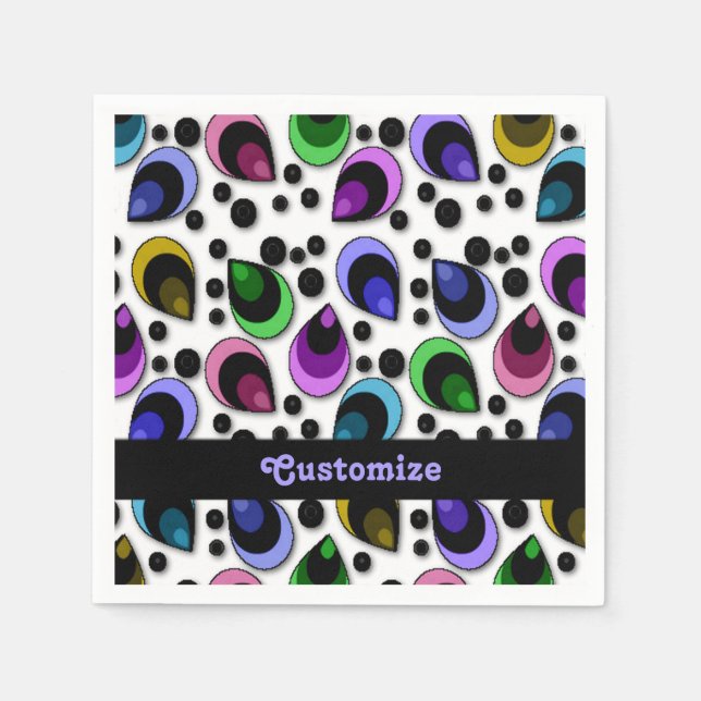 Abstract Peacock Feathers Pattern Napkins (Front)