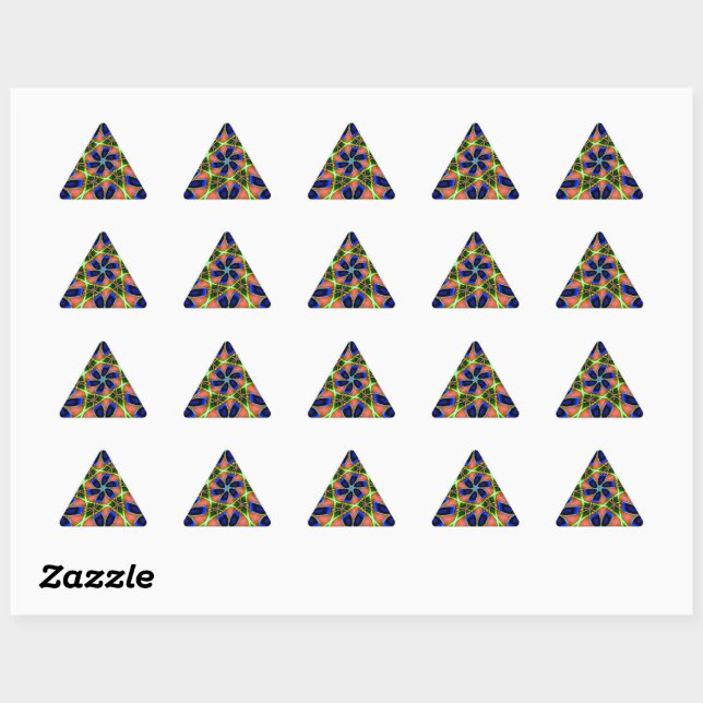 Abstract Peacock Feathers Pattern Triangle Sticker (Sheet)