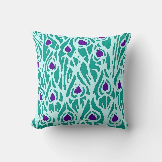 Abstract Peacock Feathers Throw Pillow (Front)