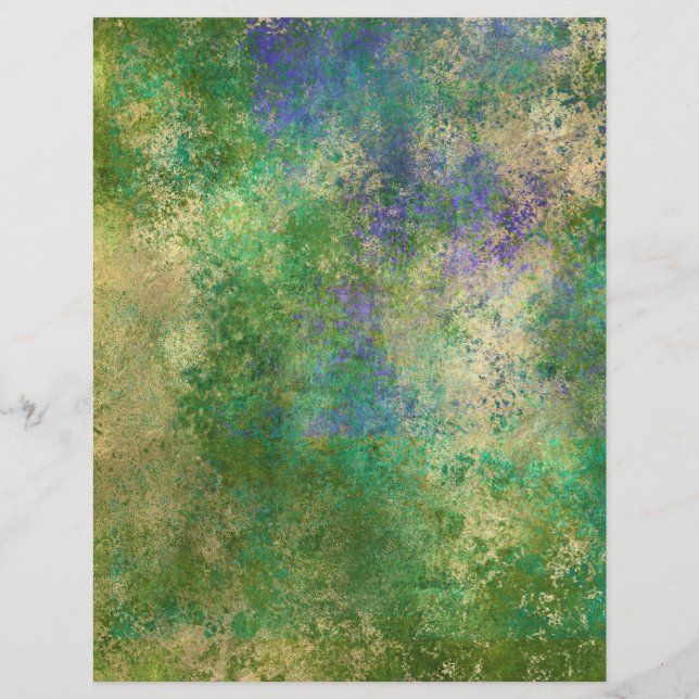 Abstract Peacock Grunge Scrapbook Paper Sheet (Back)