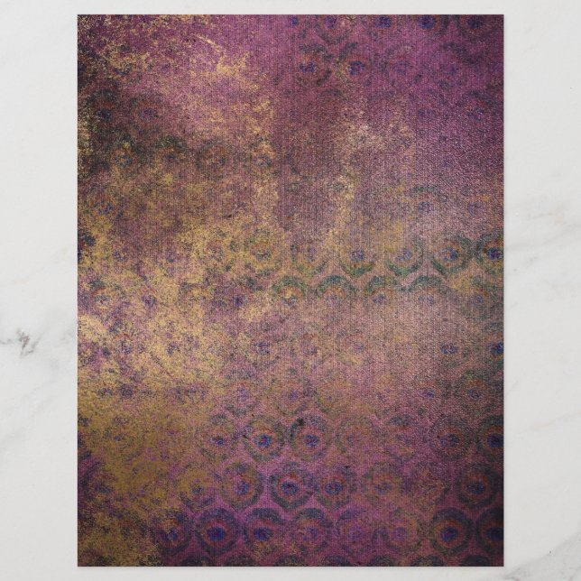 Abstract Peacock Grunge Scrapbook Paper Sheet (Back)