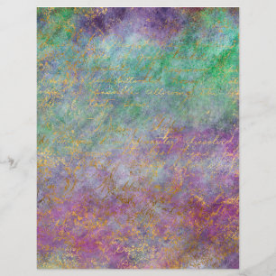 Abstract Peacock Grunge Scrapbook Paper Sheet