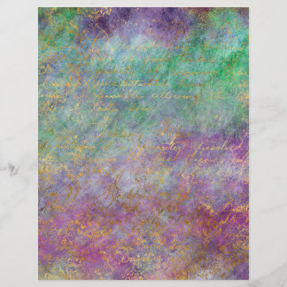 Abstract Peacock Grunge Scrapbook Paper Sheet