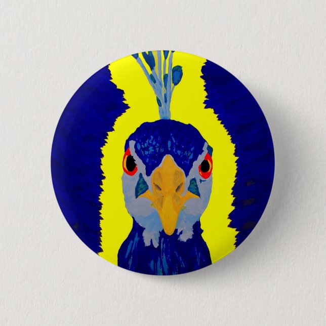 Abstract Peacock Head 6 Cm Round Badge (Front)