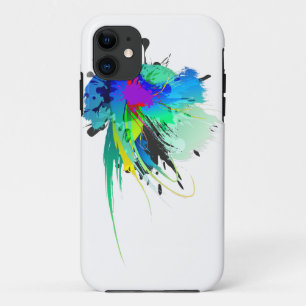 Abstract Peacock Paint Splatters iPhone 11 Case