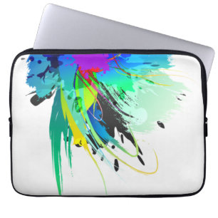 Abstract Peacock Paint Splatters Laptop Sleeve