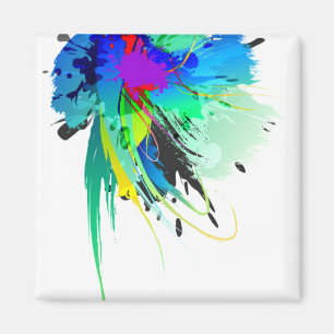 Abstract Peacock Paint Splatters Magnet
