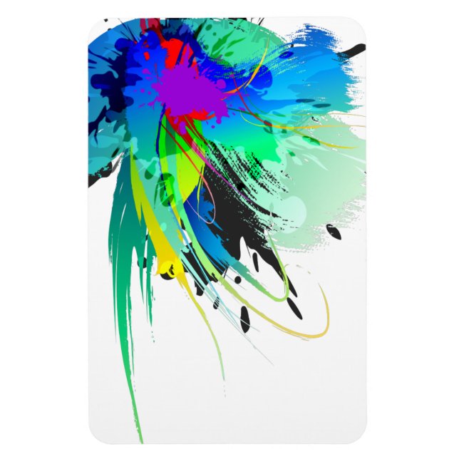 Abstract Peacock Paint Splatters Magnet (Vertical)